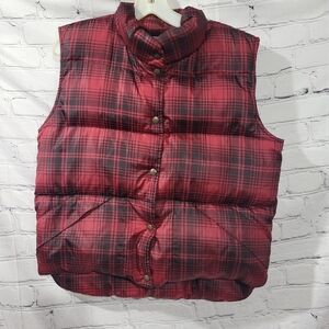 Vintage LL Bean Red Plaid Puffer Vest
